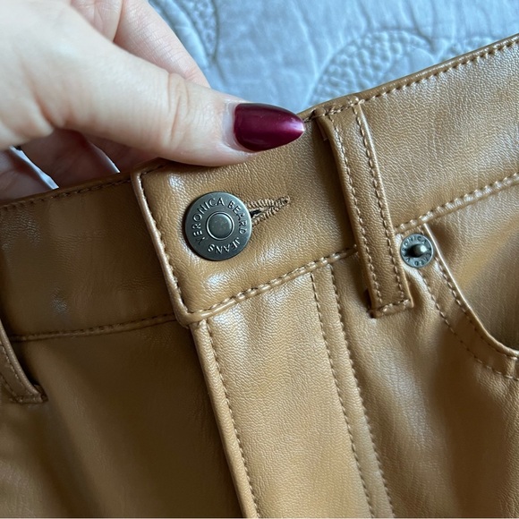 Veronica Beard - Joey Vegan Leather Straight-Leg Pant - Cognac - Picture 6 of 15